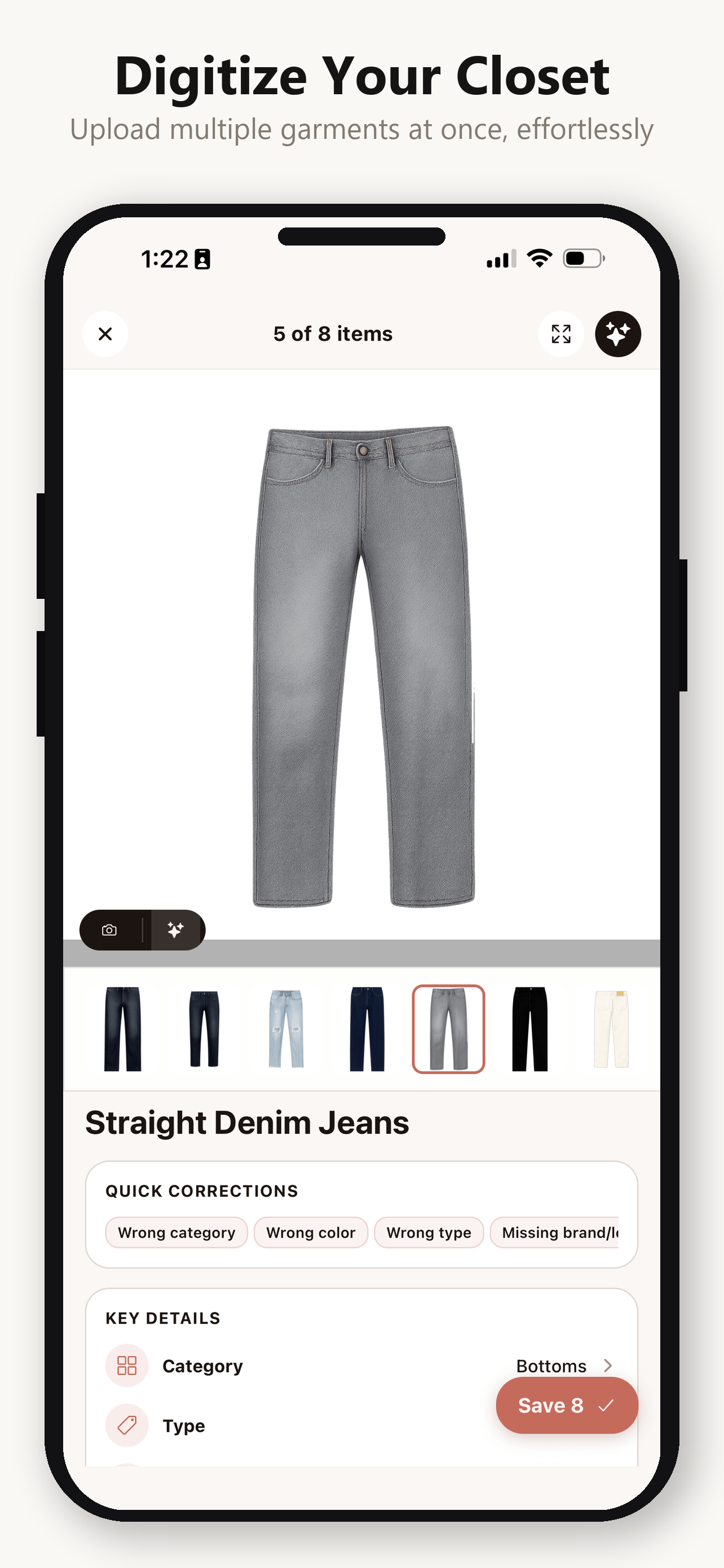 Wardrobe upload screen