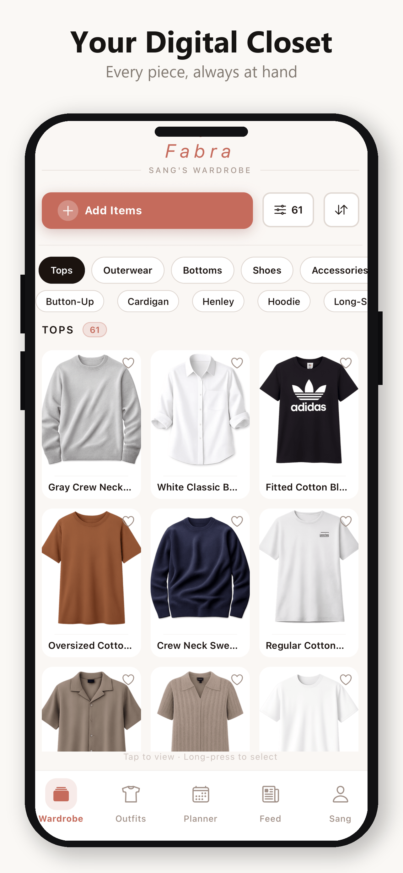 Fabra AI wardrobe screen