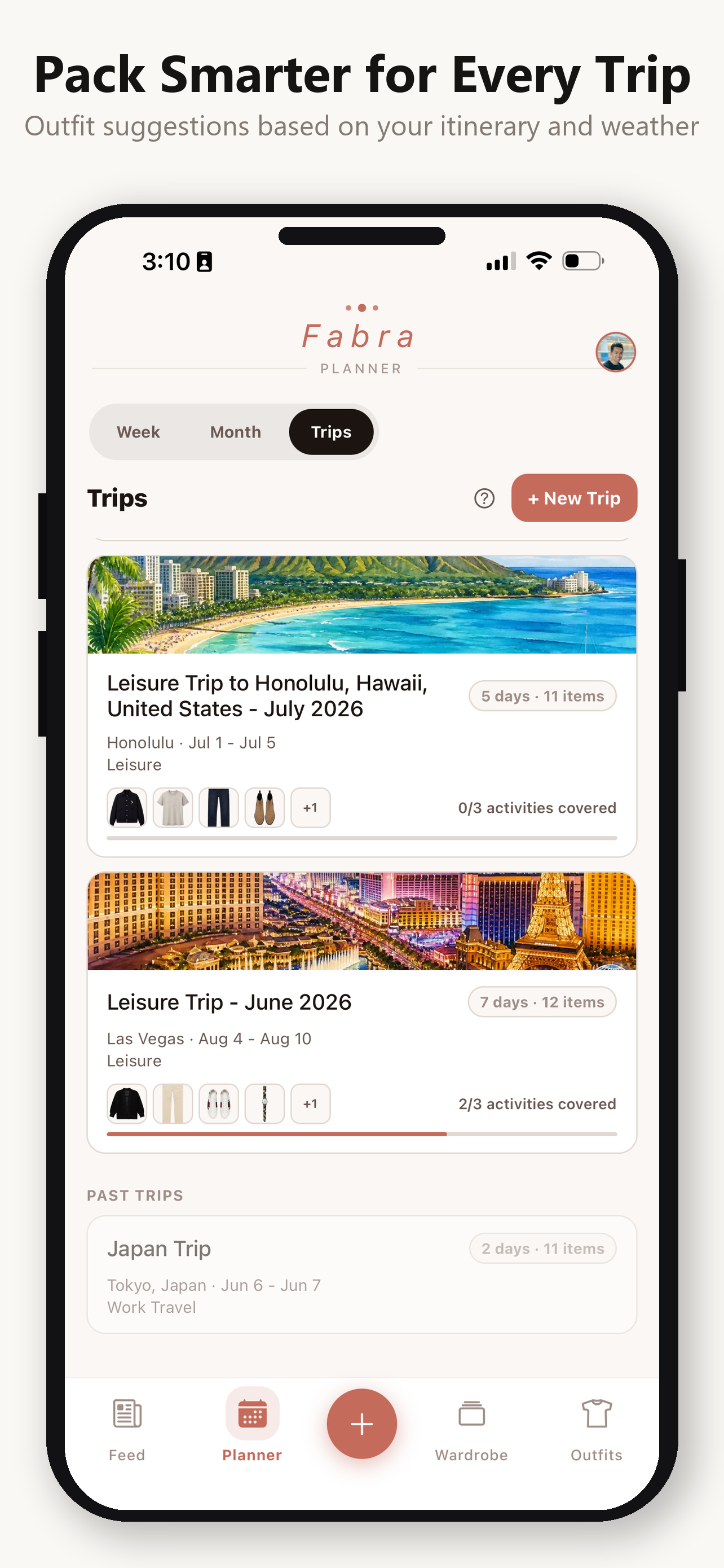Trip planner screen